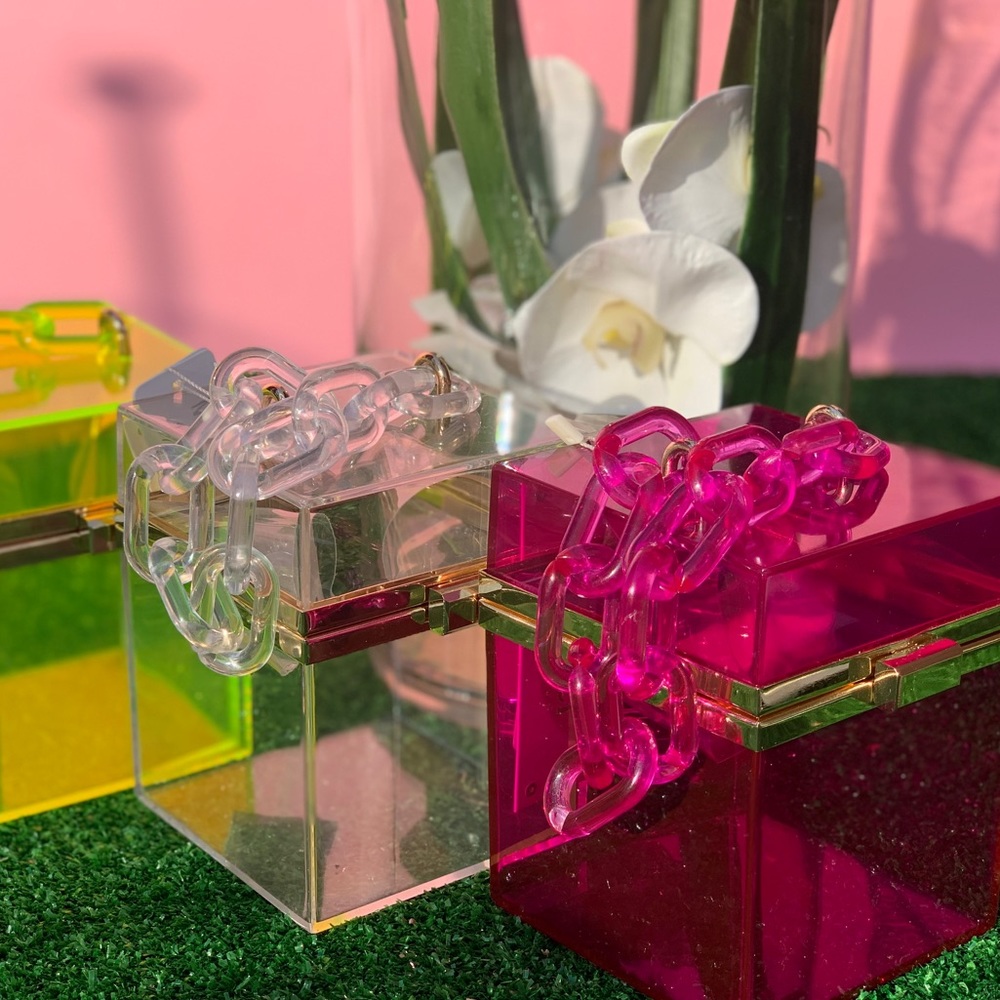 Acrylic Box Clutch Fuchsia or Neon Green